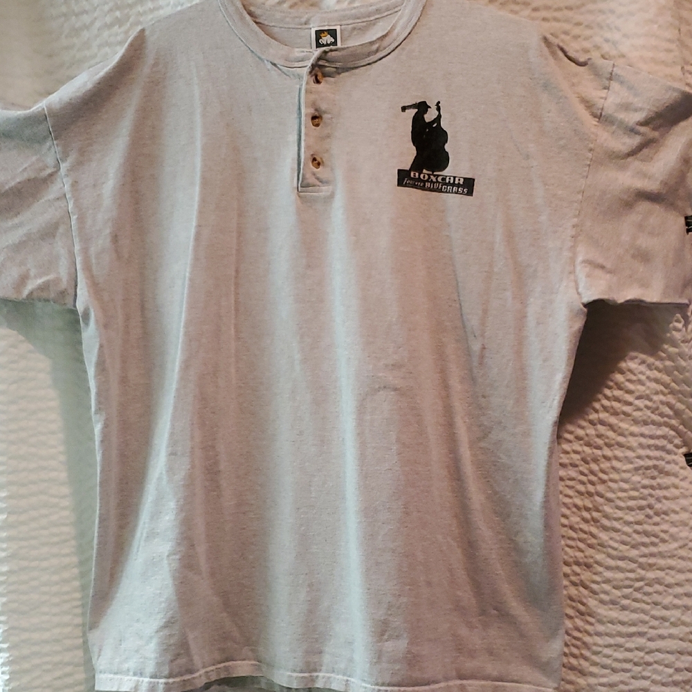 Gray Henley T-Shirt with Graphic Print